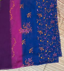Blue color fancy Chafoon Dopata