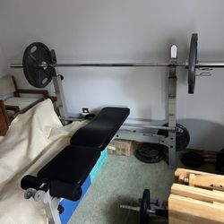 TSA Exercise Bench and Bench Press with Weight Set