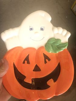 Large pumpkin candy dish ceramic for Halloween