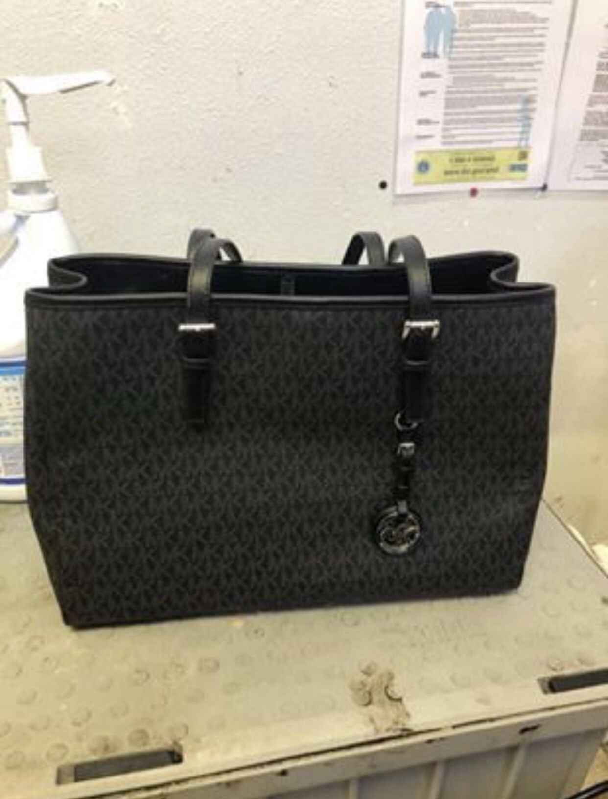 Michael Kors black logo tote bag