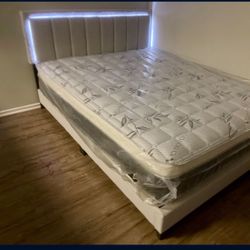 Queen Size Bed Frame With Led Light 