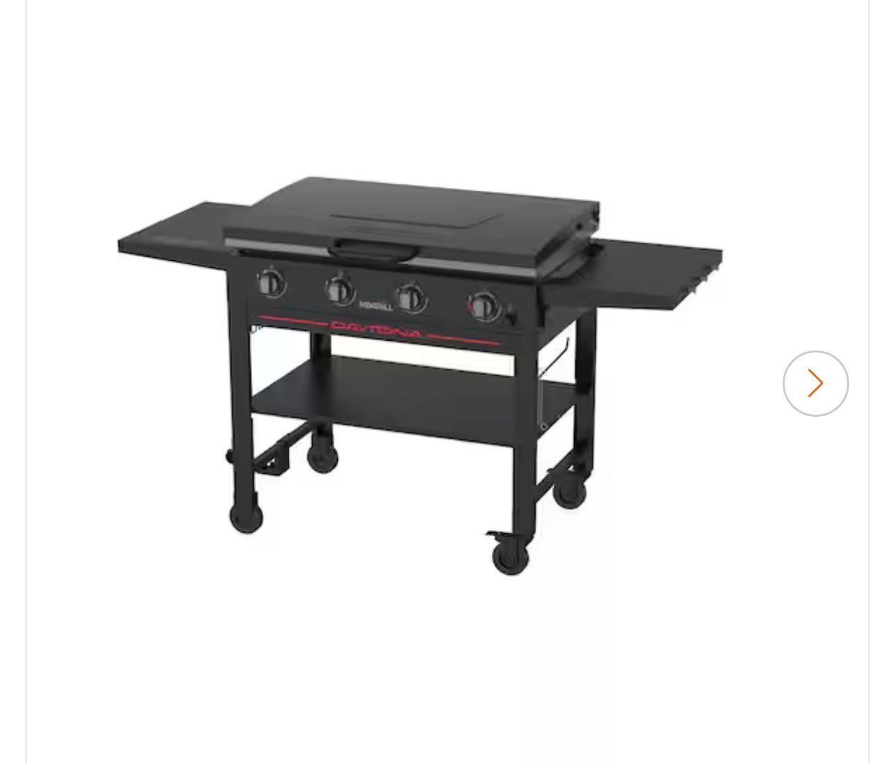Daytona 4-Burner Propane Gas Griddle with Lid in Black