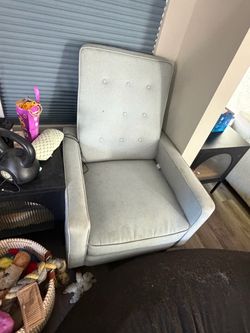 Two Light Gray Tufted Upholstered Accent Chair