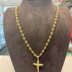 18KT Gucci Link Chain W/ Cross Pendant 41795-1