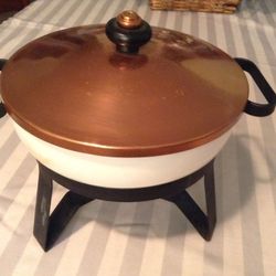 Ceramic Pot with Copper lid with stand