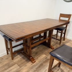 Dining Table With Leaf, Bench, and 8 Chairs 