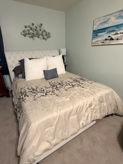 Queen Bed Frame, Headboard and Mattress