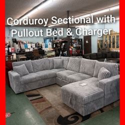 💥 Sectional With Pullout Bed And Storage Chaise 