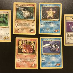1st Edition Pokemon Gym Challenge Master Ball, Blaine’s Vulpix, Misty’s Staryu & Poliwag, & Brock’s Graveler Lightly Played $6 Each