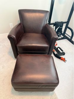 Pottery Barn - Irving Leather Swivel Glider and Storage Ottoman (color legacy tobacco)