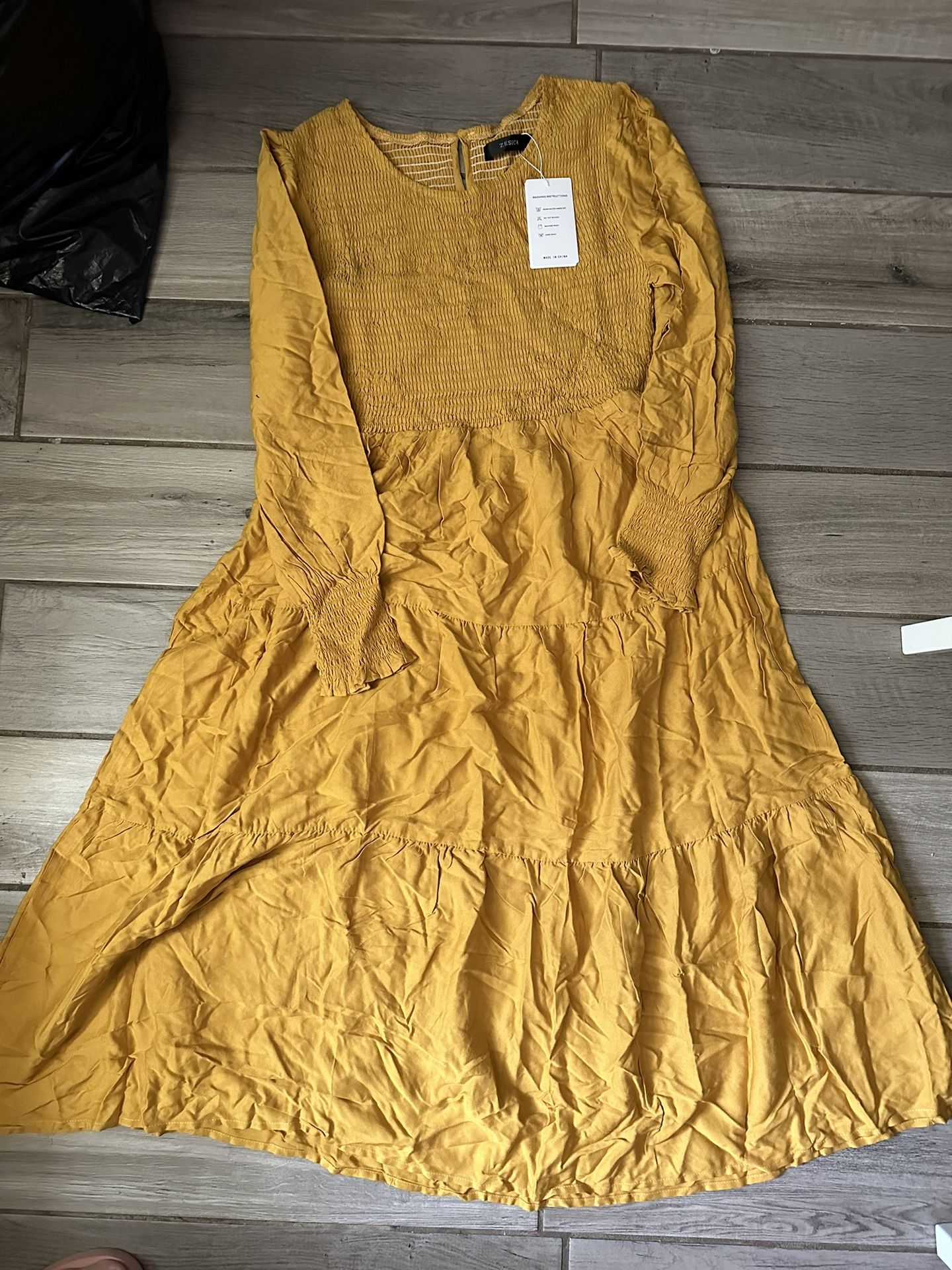 Mustard Color Dress Size large NEW