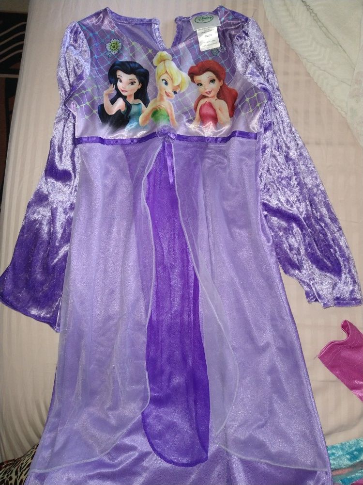 Disney princess nightgowns brand new size 8 and one size 6 tinkerbell ariel tiana Belle aurora cinderella