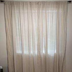 Set Of 2 Beige Curtains 