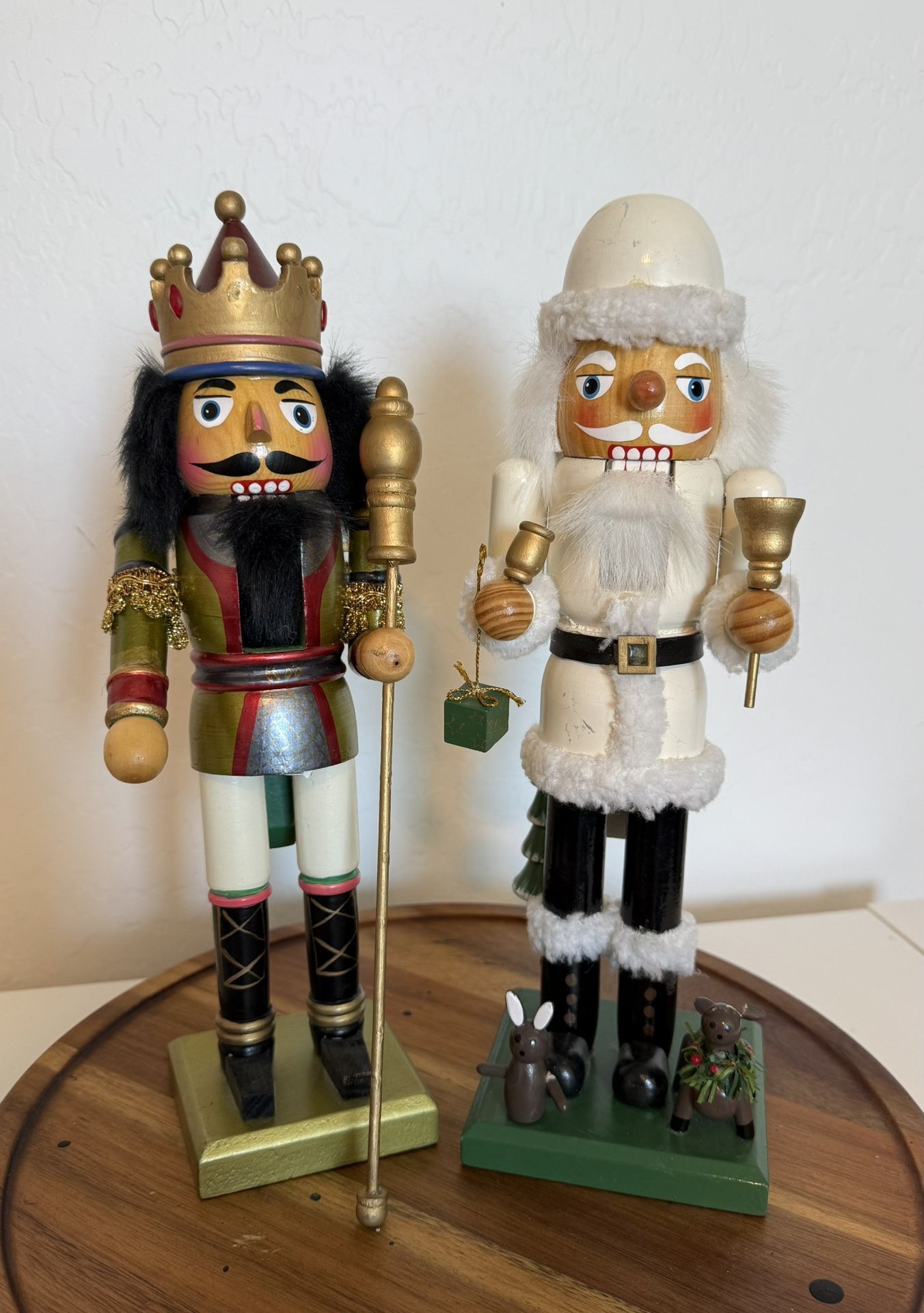 2 Wood Nutcracker 12” Tall Classic Holiday Seasonal Christmas Home Decor Gold Wh