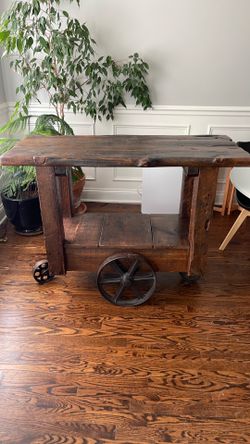 Custom made wood bar cart