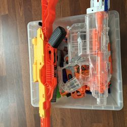 Nerf guns and with lots of extra ammunition