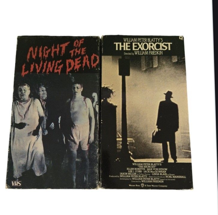 Vintage horror vhs tapes Night of the living dead and The Exorcist