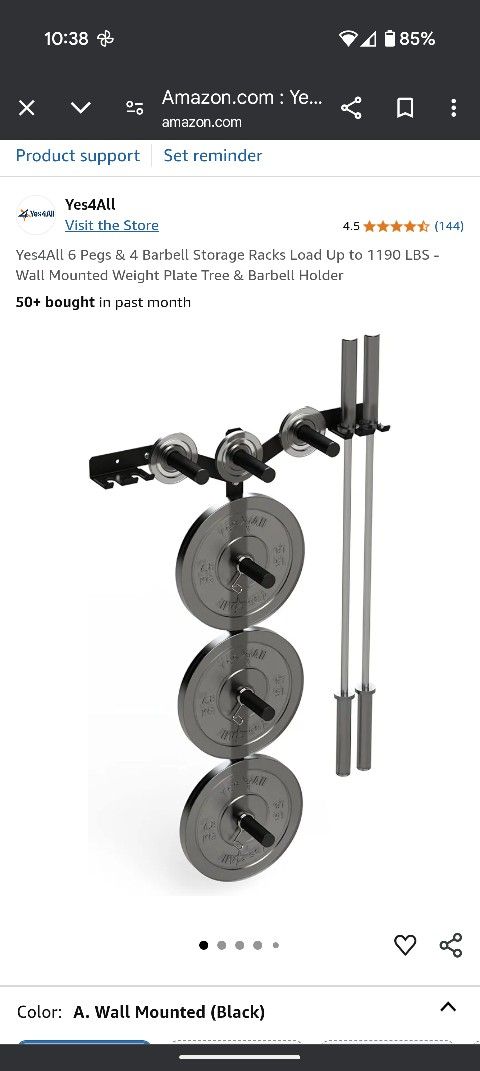 Wall Mount Weight Plate & Barbell Holder