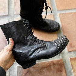 Bakers Black Leather Studded Wild Justice Combat Boots Size 7.5