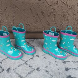 Blue Mountain Kids Rubber Boots, Waterproofed, Unicorn Print, Kids Size 11/12,  New Great For Rain/Snow