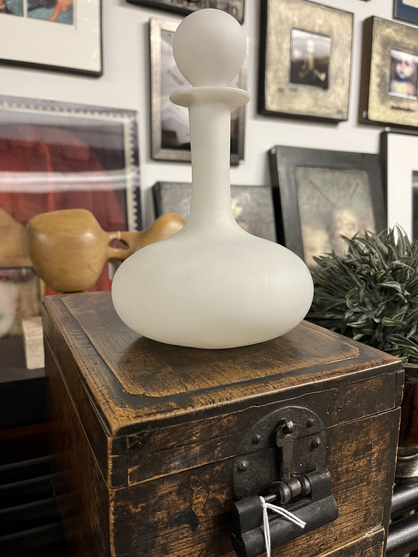 Frosted Milk Glass Antique Barber's Bottle