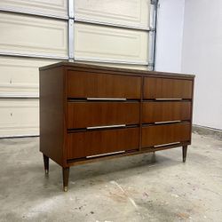 Mid Century Modern 6 Drawer Dresser Walnut Vintage Furniture 
