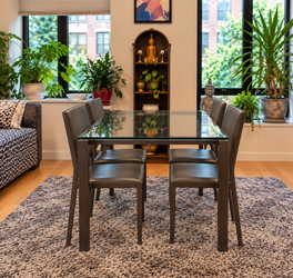 Room & Board Rand Glass Dining Table + 4 Madrid Leather Chairs