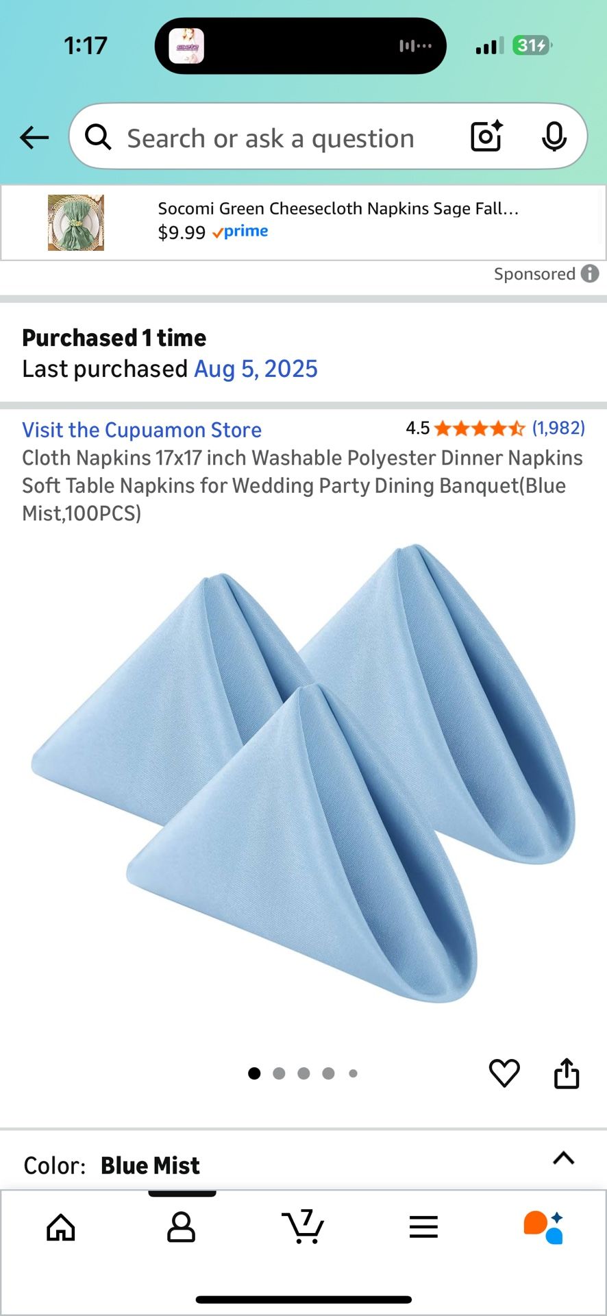150 Blue Napkins