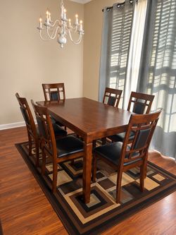 Wood Dining Table Set with 6 Chairs