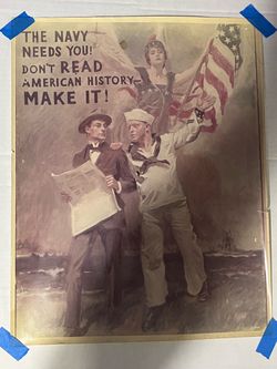 Vintage WWI US Navy Recruitment Poster 16” x 20” - James Montgomery Flagg - 1970’s Reprint