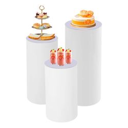 Round Cylinder Pedestal Stands for Party, 19.6" 21.6" 23.6"