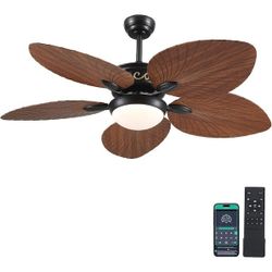 Kviflon 52 in. Indoor/Outdoor Brown Retro 5 Palm Leaf Blades Ceiling | SaleSumo INSANE DEAL (FIRM)
