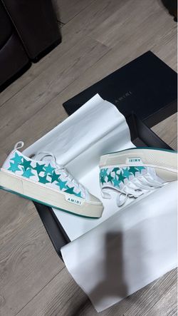 Amiri Stars Low-Top Sneakers White Teal