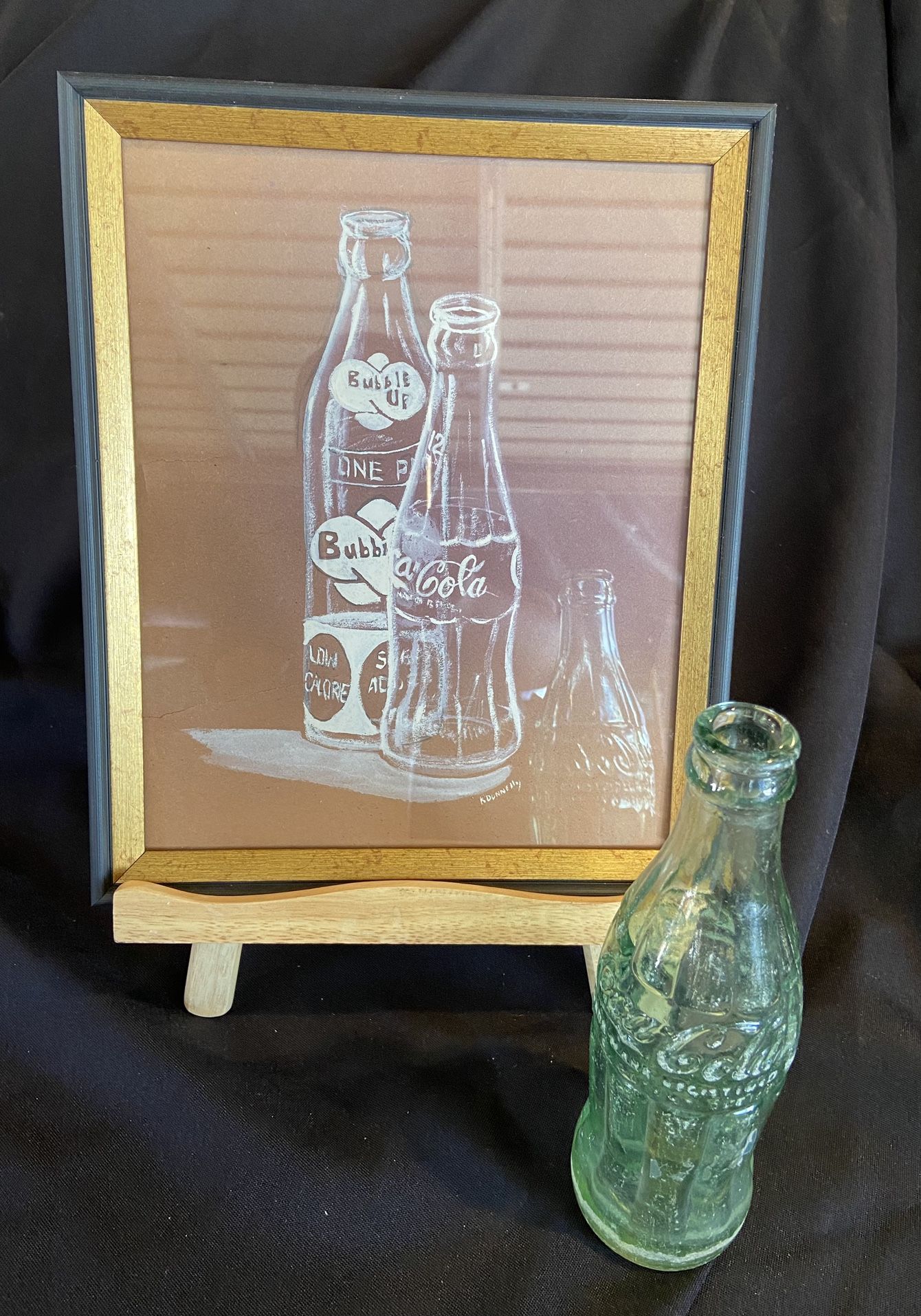 Antique Coke Bottle And Art Work 
