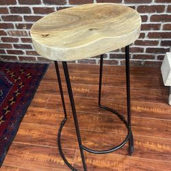 Metal And Wood Counter Stool