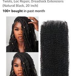 Afro kinky Bulk Human Hair Natural Black 20inch