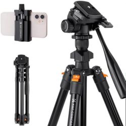 K&F concept 70"/1.77m Lightweight Aluminum Tripods for Photograph and Live Streaming Model K234A0+Vi