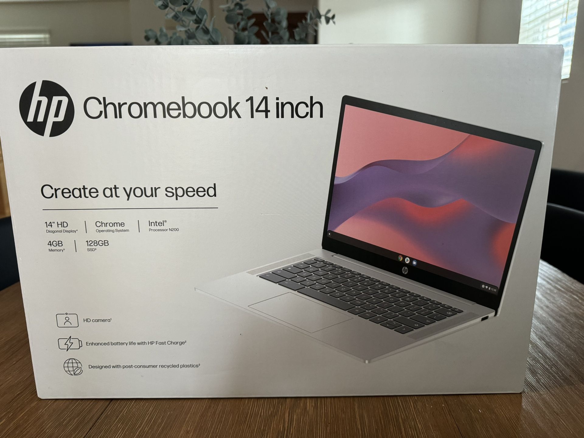 New HP Chromebook 14 inch Laptop Intel Processor N200 4GB RAM 128GB  