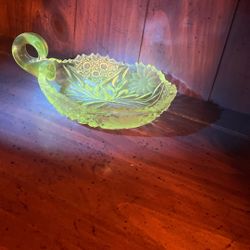 Uranium Glass Finger Loop Candy Dish