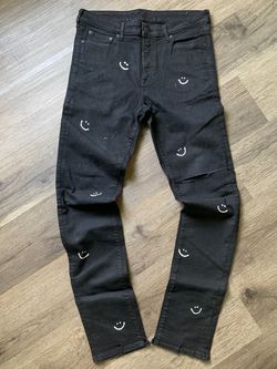 Levi Black Slim Jeans with Smiley Face Print