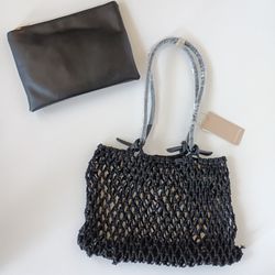 Justfab Black Purse with Black zipper bag