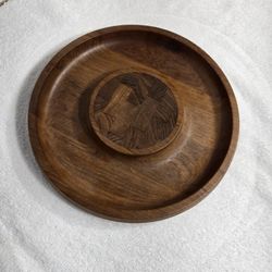 Vintage Dansk Designs Wood Chip & Dip Tray / Serving Platter 