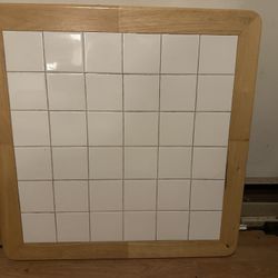 Kitchen Table And Two Chairs Wood Trim Tile Top