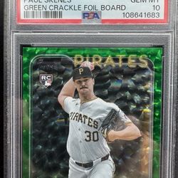 2024 Topps Update Series - Paul Skenes #US100 Green Crackle Foilboard RC PSA 10 #/499