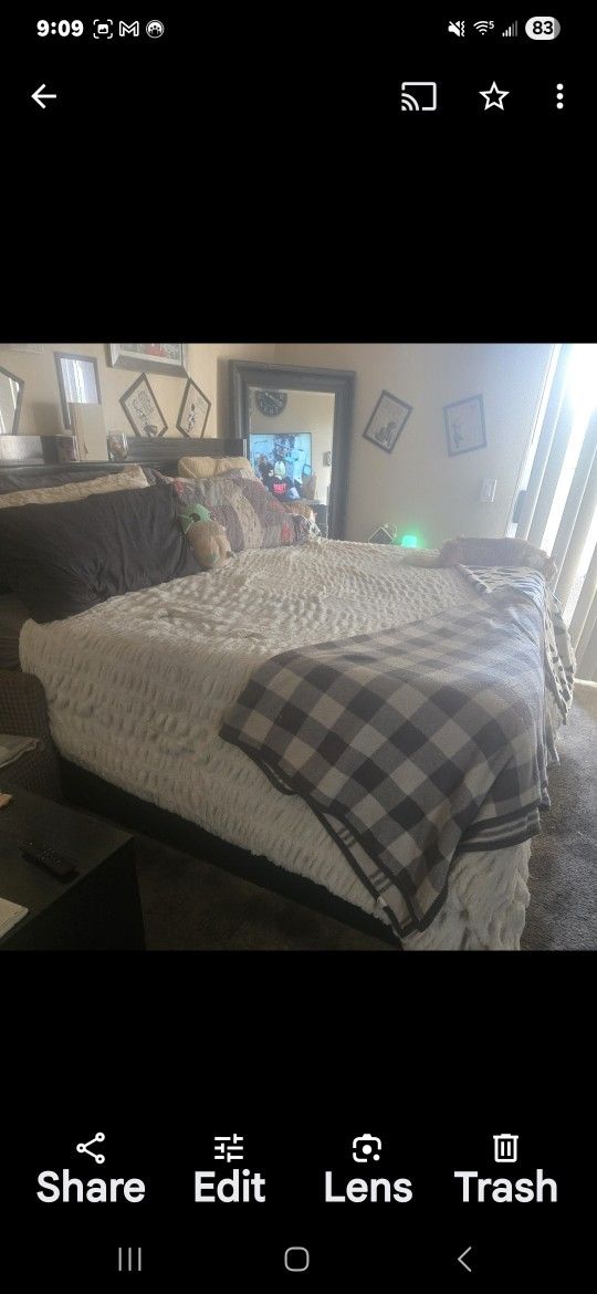 King Bed Frame, No Mattress With Dresser