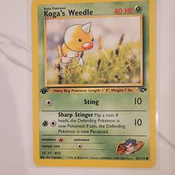Koga's Weedle 82/132 1st Edition Non-Holo Pokemon Card Gym Heroes - NM!