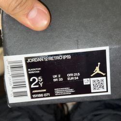 Jordan 12 Black Taxi  Size 2.5y 