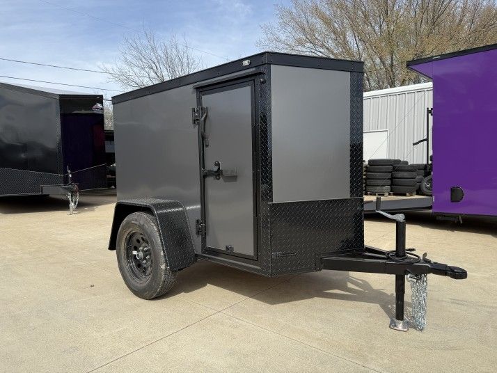 2026 New 4x6 SA Screwless Enclosed Trailer | Blackout | Rubber Floors | 4' Interior | .08 Polycor | Dexter Axle | 1031 (Gray)