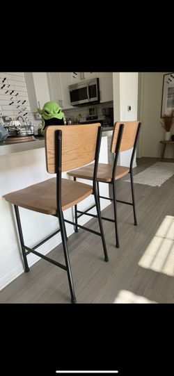 2 Wood And Steal Counter Stools- Hearth And Hand With Magnolia 