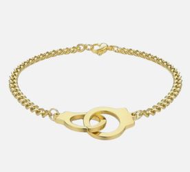 Stainless Steel Gold Plated Handcuffs Bracelet Unisex Fashion Jewelry